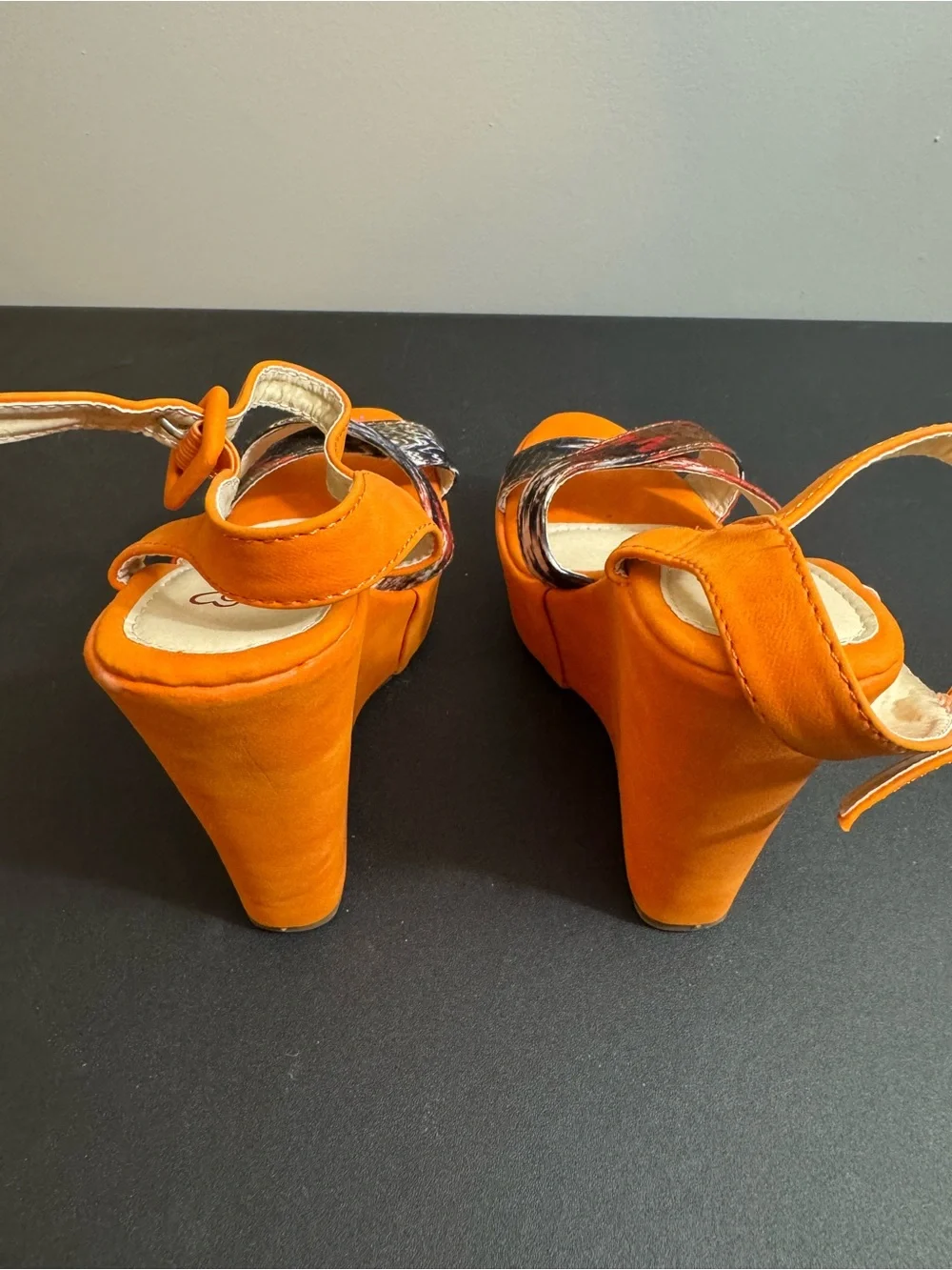 DbDk Fashion Orange Multicolor Crisscross Wedges